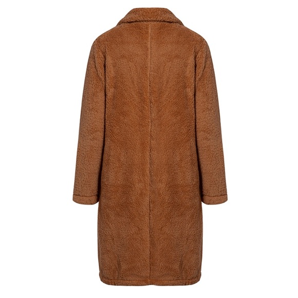 Caramel Softest Teddy Plush Open Long Coat - Picture 4 of 4